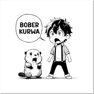 Funny Polish Internet Meme Bobr Bober Kurwa Anime Manga Posters and Art